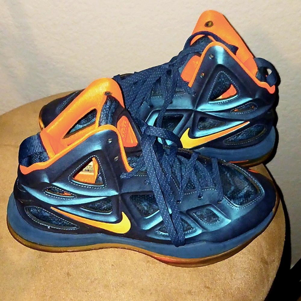 Nike Mens Size 8 Hyper Posite 09/24/14 Green to Purple iridescent Orange accents